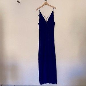 Lulu's Blue Surplice Ruffle V Back Chiffon Gown Maxi Dress Size XL